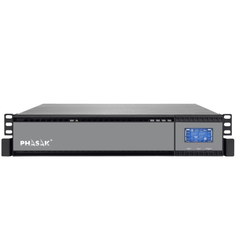 SAI Online Phasak Rack 19" 1000 VA Online LCD/ 1000VA-900W/ 2 Salidas/ Formato Rack
