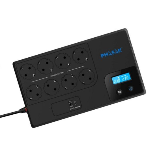 art_phk-sai20smt20home20105020va_1 SAI Línea Interactiva Phasak Smart Home 1050VA/ 1050VA-600W/ 8 Salidas/ Formato Bloque