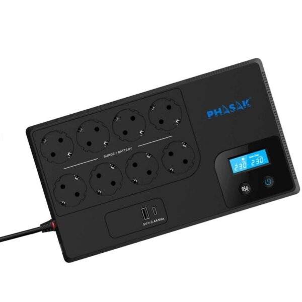 art_phk-sai20smt20home20105020va_1 SAI Línea Interactiva Phasak Smart Home 1050VA/ 1050VA-600W/ 8 Salidas/ Formato Bloque