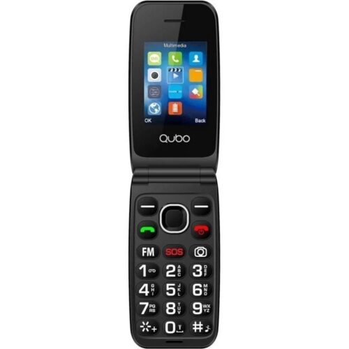 art_qub-tel20neo2nw-sos20bk_1 Teléfono Móvil Qubo NEON2W-SOS para Personas Mayores/ Negro/ Incluye Base de Carga
