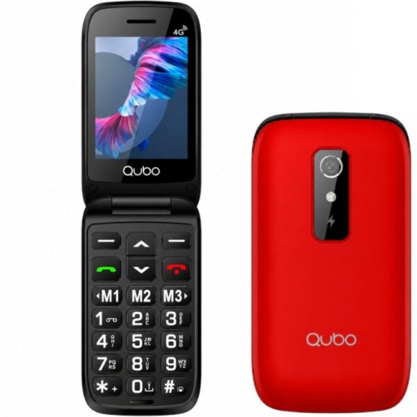 art_qub-tel20p-220rd204g_1 Teléfono Móvil Qubo P-220RD 4G para Personas Mayores/ Rojo