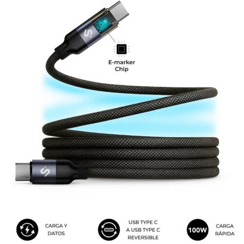 art_sub-cab20subcab-c10090_1 Cable USB 2.0 Tipo-C Subblim PowerMag Led/ USB Tipo-C Macho - USB Tipo-C Macho/ Hasta 100W/ 480Mbps/ 2m/ Negro