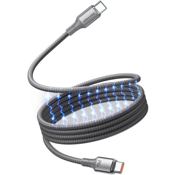 art_ven-cab20tsajf_1 Cable Magnético USB 2.0 Tipo-C 5A Vention TSAJF/ USB Tipo-C Macho - USB Tipo-C Macho/ Hasta 240W/ 480Mbps/ 1m/ Titanio