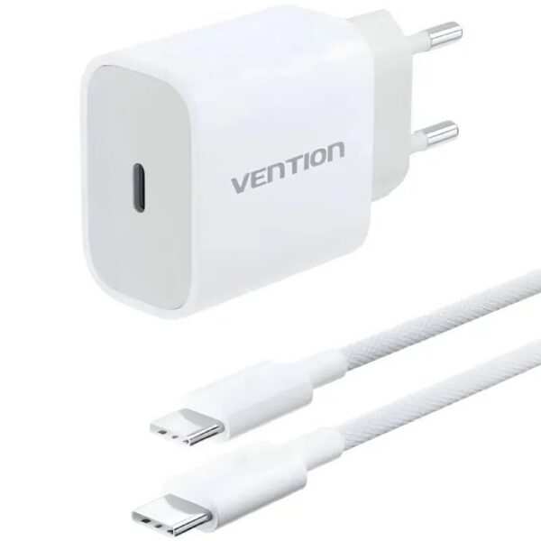 art_ven-carga20g16w0-eu_1 Cargador de Pared Vention G16W0-EU/ 1xUSB Tipo-C + Cable USB Tipo-C/ 20W