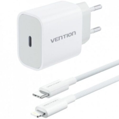 art_ven-carga20g17w0-eu_1 Cargador de Pared Vention G17W0-EU/ 1xUSB Tipo-C + Cable Lightning/ 20W
