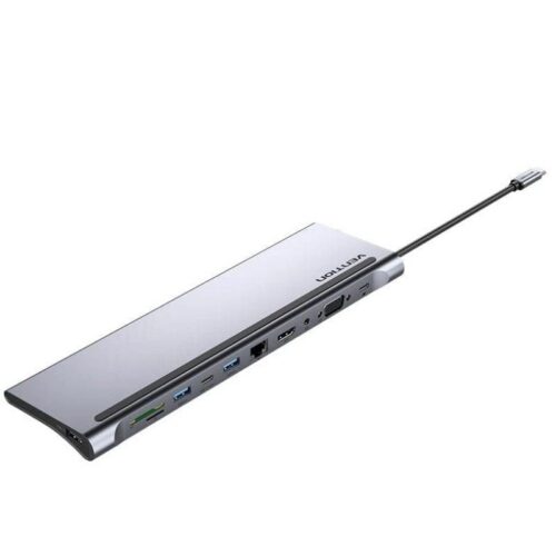 art_ven-dock20ththc_1 Docking USB Tipo-C Vention THTHC/ 1xHDMI/ 1xVGA/ 3xUSB/ 1xUSB Tipo-C/ 1xUSB Tipo-C PD/ 1xRJ45/ 1xLector Tarjetas SD y MicroSD/ Jack 3.5/ Gris