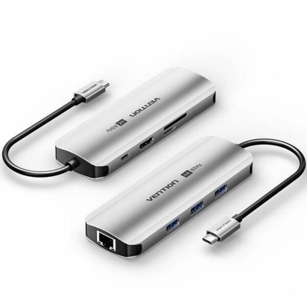 art_ven-dock20tqkhb_1 Docking USB Tipo-C Vention TQKHB/ 1xHDMI 4K/ 3xUSB/ 1xUSB Tipo-C PD/ 1xRJ45/ 1xLector de Tarjetas/ Gris