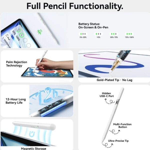 Lápiz Óptico Vention KQNW0/ para iPad/ Blanco