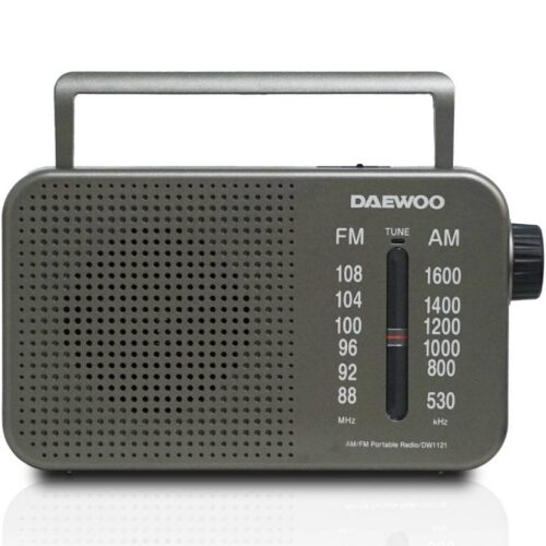 Radio Portátil Daewoo DW1121/con Cable/ a Pilas/ Gris