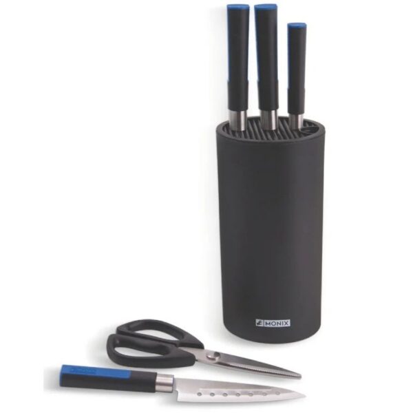 art_mon-cuchillo20m355003_2 Pack 6 Piezas Monix Solid+ M355003/ 4 Cuchillos Santoku/ 1 Tijeras Solid Pro/ 1 Tacoma Organizadora