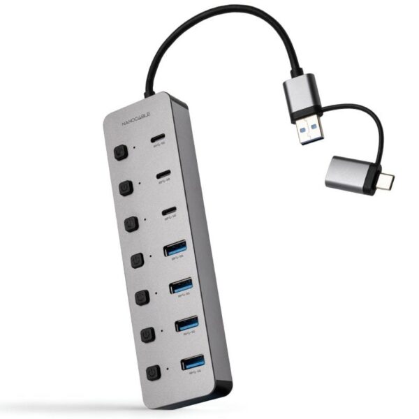 art_nan-hub20102016204510_1 Hub USB + USB Tipo-C Nanocable 10.16.4510/ 4xUSB/ 3xUSB Tipo-C/ 1xUSB Tipo-C PD/ Gris