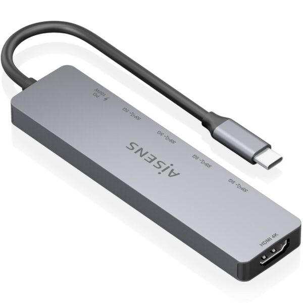 art_ais-hub20asuc-6p047-gr_2 Docking USB Tipo-C Aisens ASUC-6P047-GR/ 1xHDMI 4K/ 4xUSB/ 1xUSB Tipo-C PD/ Gris