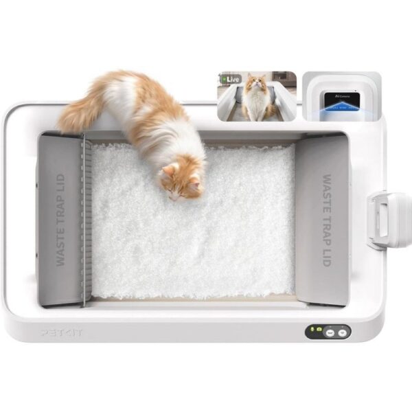 Arenero para Gatos Autolimpiable PetKit PuroBot Crystal Duo con Cámara/ Control desde APP/ Blanco