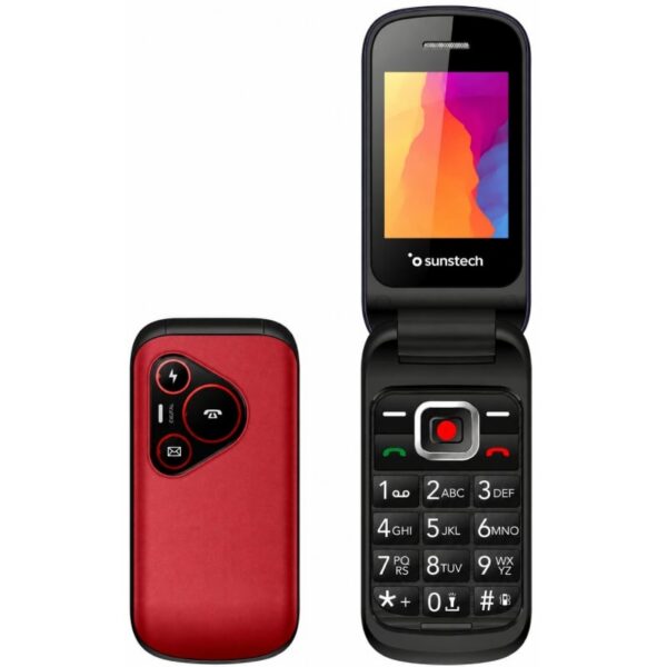 Teléfono Móvil Sunstech CELT24 para Personas Mayores/ Rojo