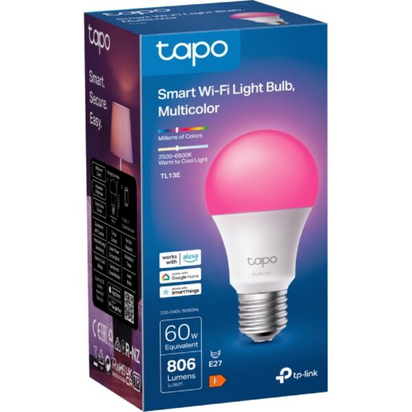 art_tpl-bom20tapo20tl13e202u_2 Bombilla Inteligente TP-Link Tapo TL13E/ Casquillo E27/ 8.3W/ 806 Lúmenes/ 2500 - 6500K/ Pack 2