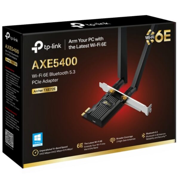 Tarjeta de Red Inalámbrica-PCI Express TP-Link Archer TXE72E/ 5400Mbps/ 2.4/5/6GHz