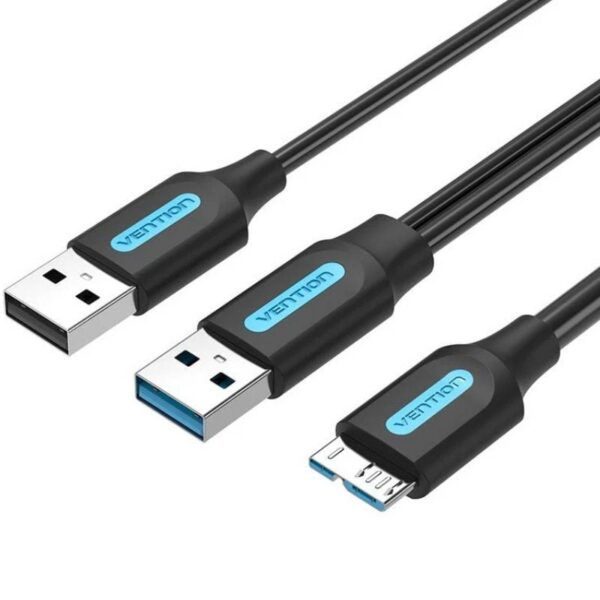 art_ven-cab20cqpbf_1 Cable USB 3.0 Vention CQPBF/ USB Macho - MicroUSB Macho/ USB 2.0 Macho/ 5Gbps/ 1m/ Negro