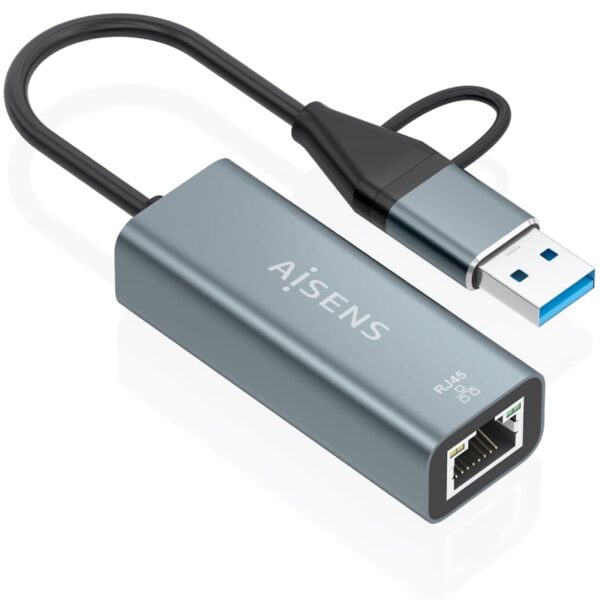 Adaptador USB + USB Tipo-C 3.2 - RJ45 Aisens A109-1032/ 1000Mbps