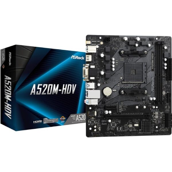 art_asr-pb20a520m-hdv_1 Placa Base Asrock A520M-HDV/ DDR4/ PCIe 3.0/ Socket AM4/ Micro ATX