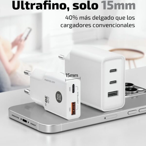art_tot-car20tec2231_2 Cargador de Pared Tech One Tech TEC2231/ 1xUSB Tipo-C/ 1xUSB + Cable USB Tipo-C/ 30W/ Blanco