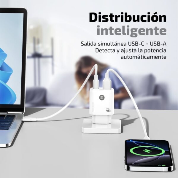 art_tot-car20tec2245_2 Cargador de Pared GaN Tech One Tech TEC2245/ 1xUSB Tipo-C/ 1xUSB/ 45W