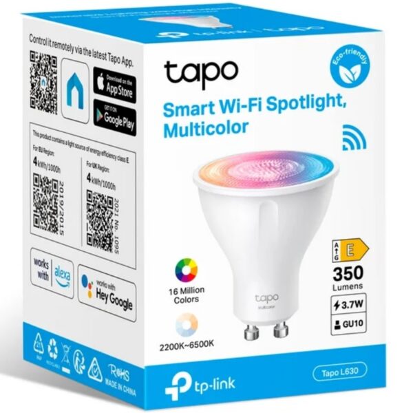 Bombilla Inteligente TP-Link Tapo L630/ Casquillo GU10 / 3.7W/ 350 Lúmenes/ 2200 - 6500K